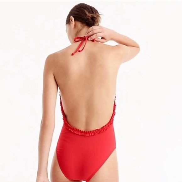 Ruffle Halter One-piece Swimsuit Pique Nylon - Picture 4 of 9